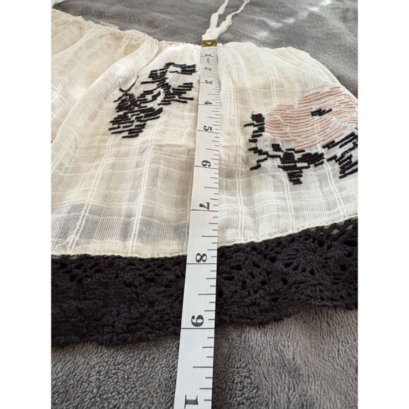 American Eagle Women Floral Embroidered Cami Crop Top M Off White Boho Festival - Picture 12 of 12